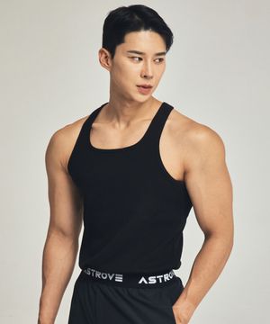 스퀘어넥 골지 머슬나시 블랙