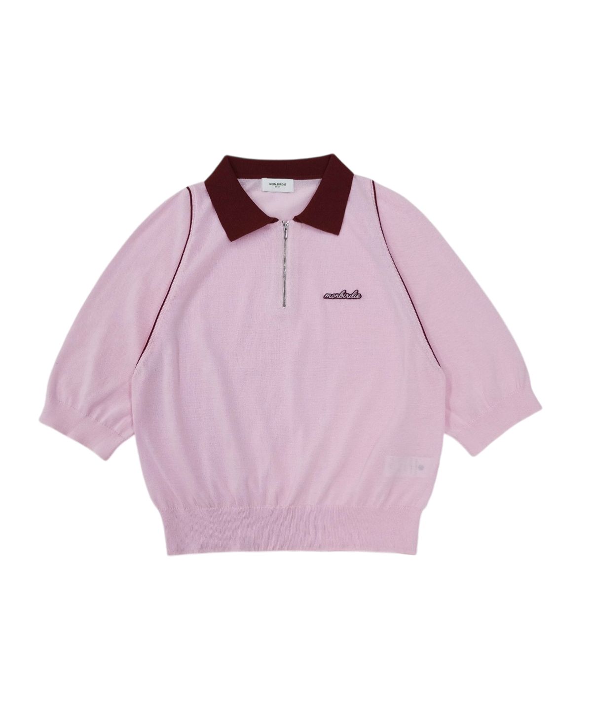 몽버디 골프(MONBIRDIE GOLF) 세이지 아노락 배색니트 PINK