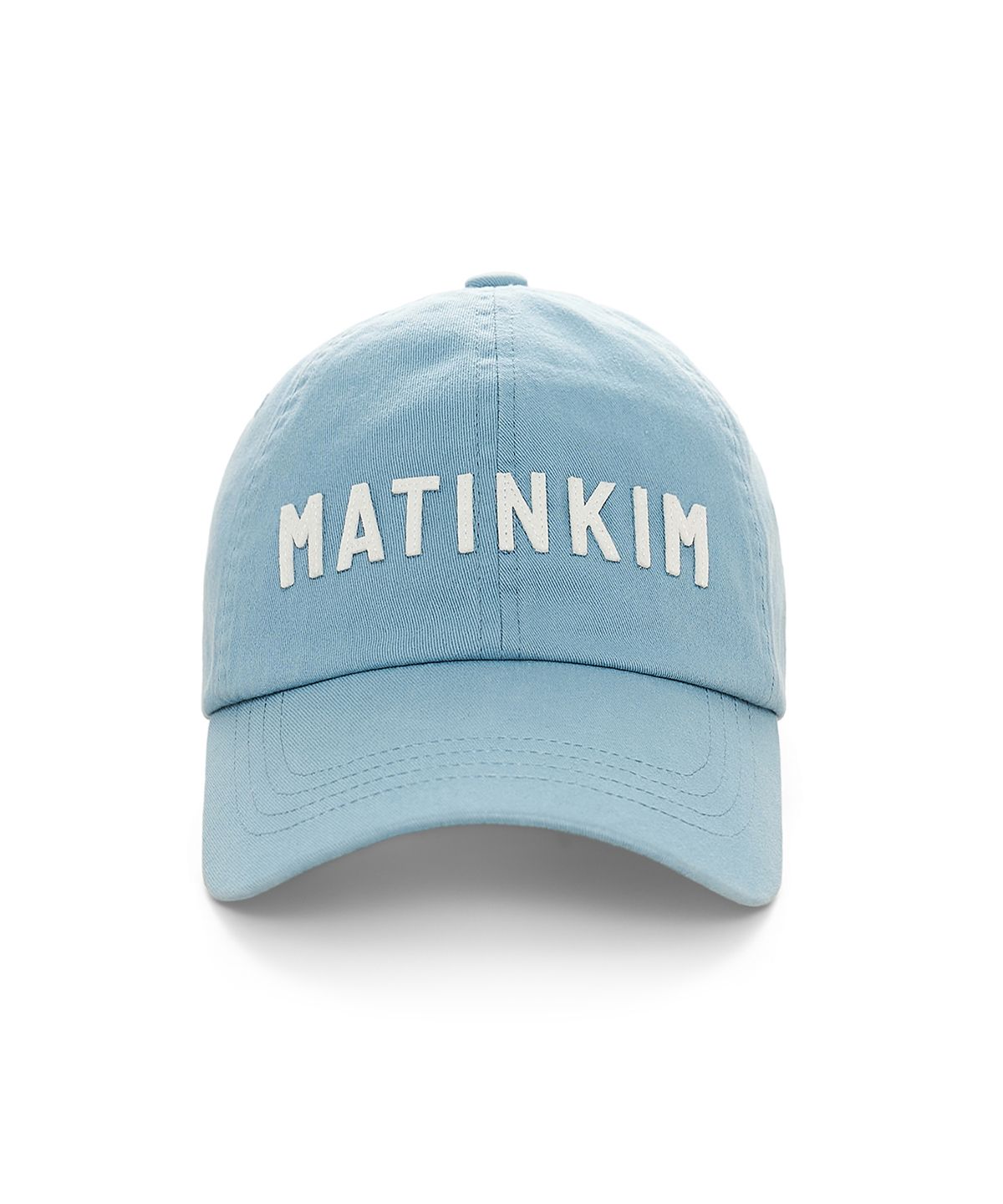 마뗑킴(MATIN KIM) APPLIQUE FELT LOGO BALL CAP IN LIGHT BLUE