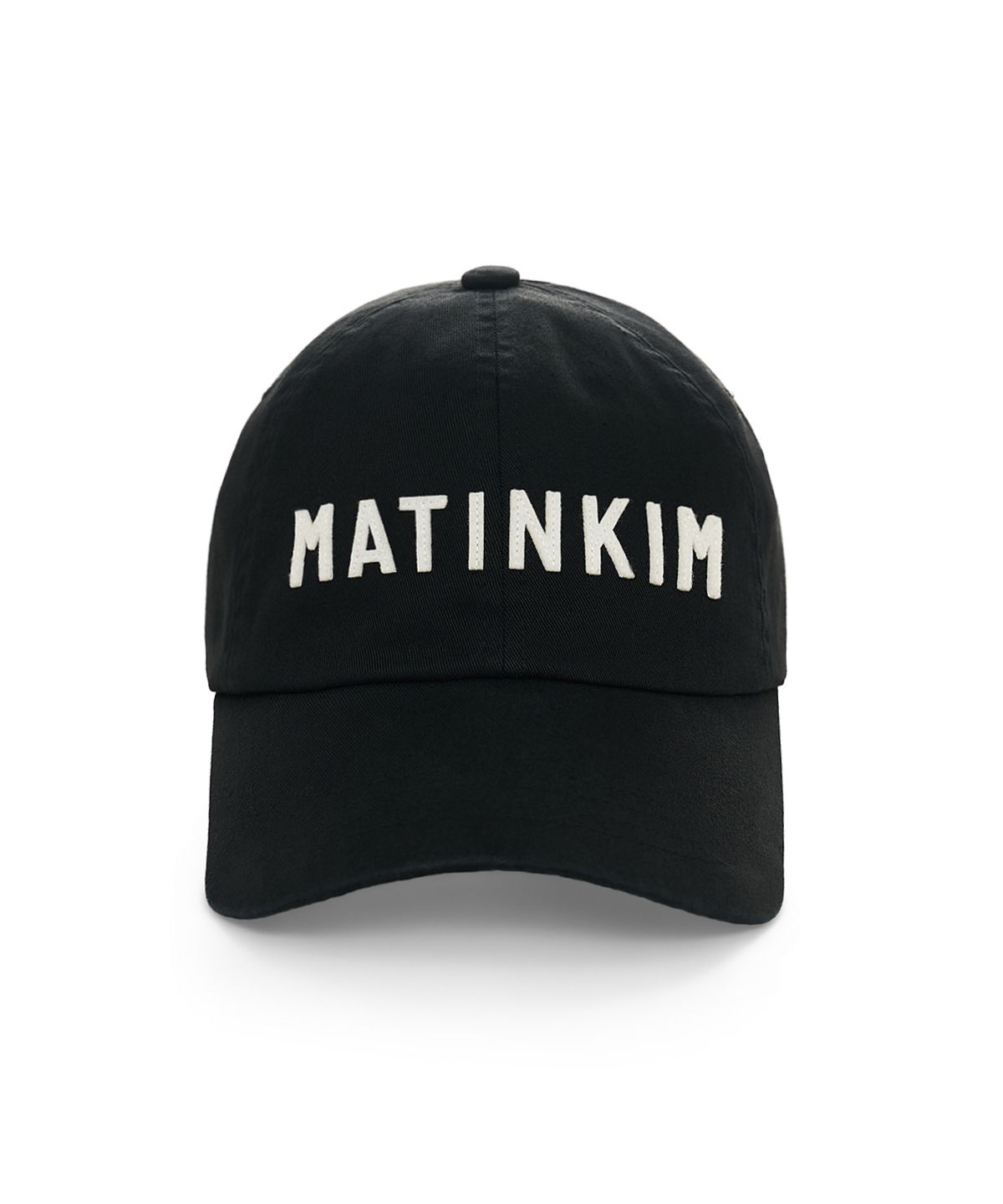 마뗑킴(MATIN KIM) APPLIQUE FELT LOGO BALL CAP IN BLACK