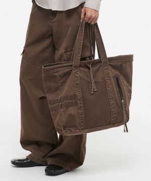 빈티지 워시드 투웨이 토트백 브라운