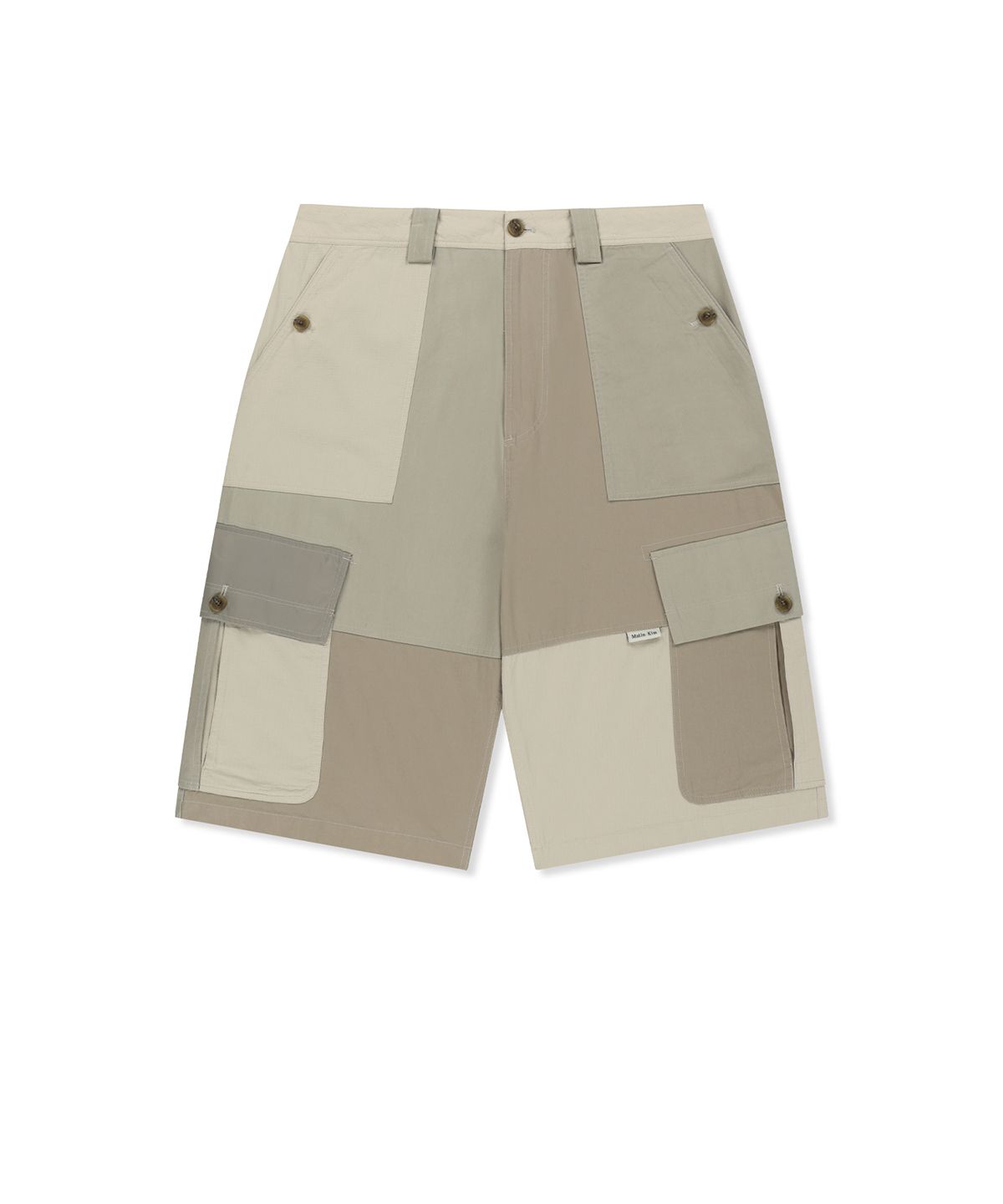 마뗑킴(MATIN KIM) PATCHWORK CARGO BERMUDA PANTS FOR MEN IN BEIGE