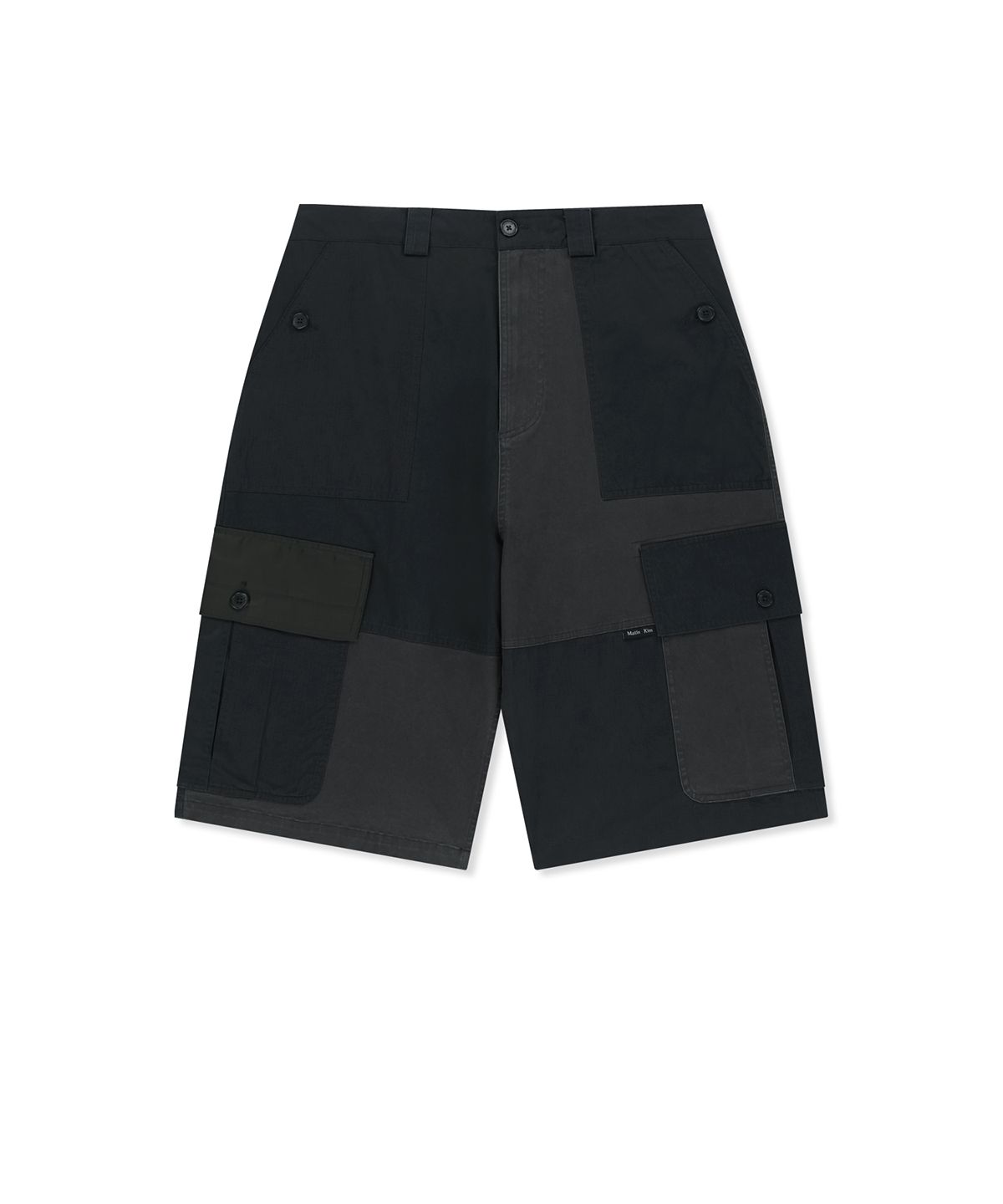 마뗑킴(MATIN KIM) PATCHWORK CARGO BERMUDA PANTS FOR MEN IN CHARCOAL