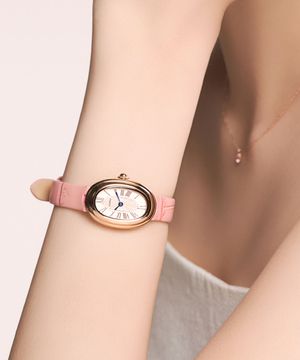 어썸 오벌 여성 가죽 시계 - 핑크 LL2G25802X