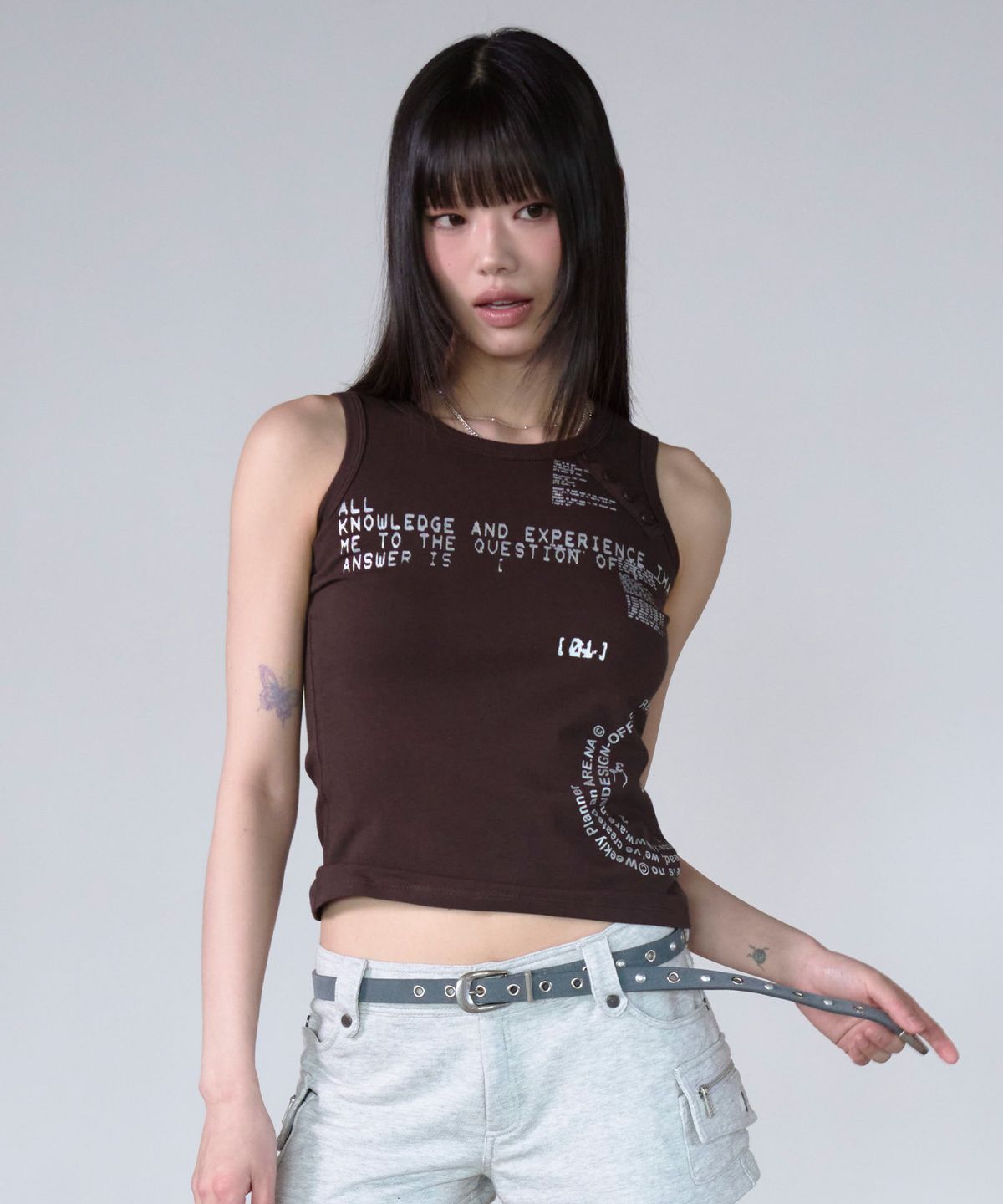 프렌다(PRENDA) FRAGMENTED LOG TANK BROWN