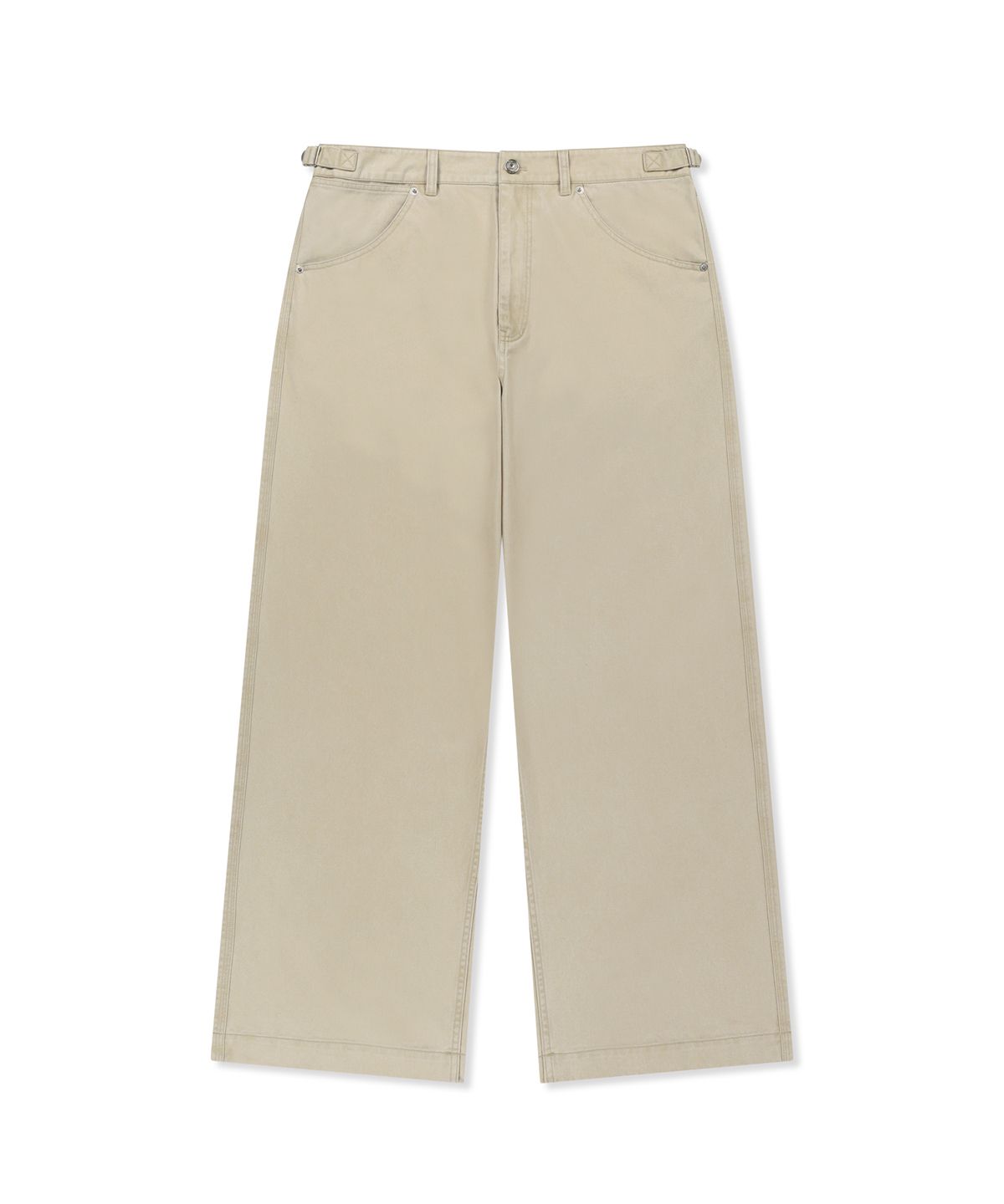 마뗑킴(MATIN KIM) SIDE TAB WASHED COTTON PANTS IN BEIGE