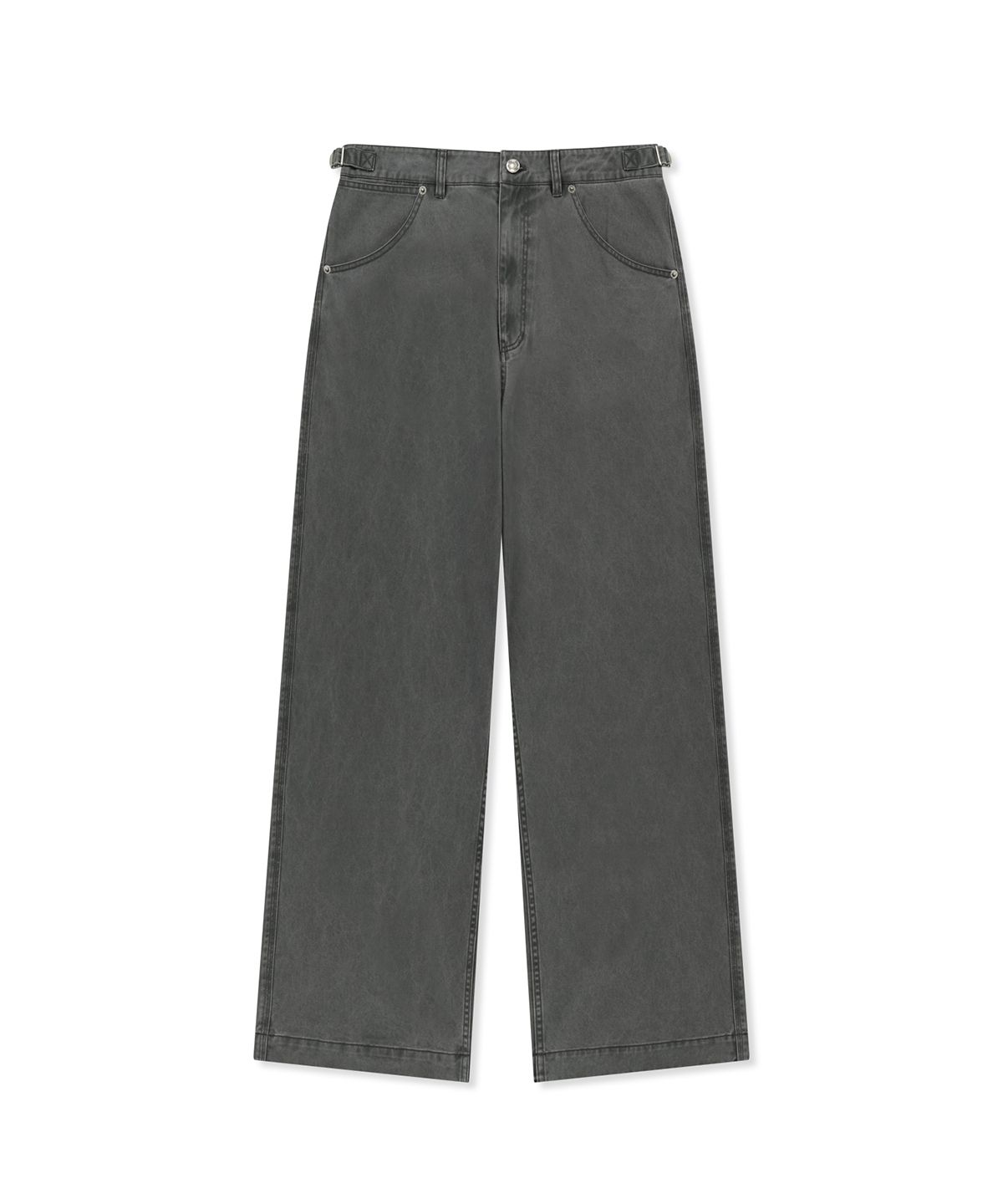 마뗑킴(MATIN KIM) SIDE TAB WASHED COTTON PANTS IN CHARCOAL
