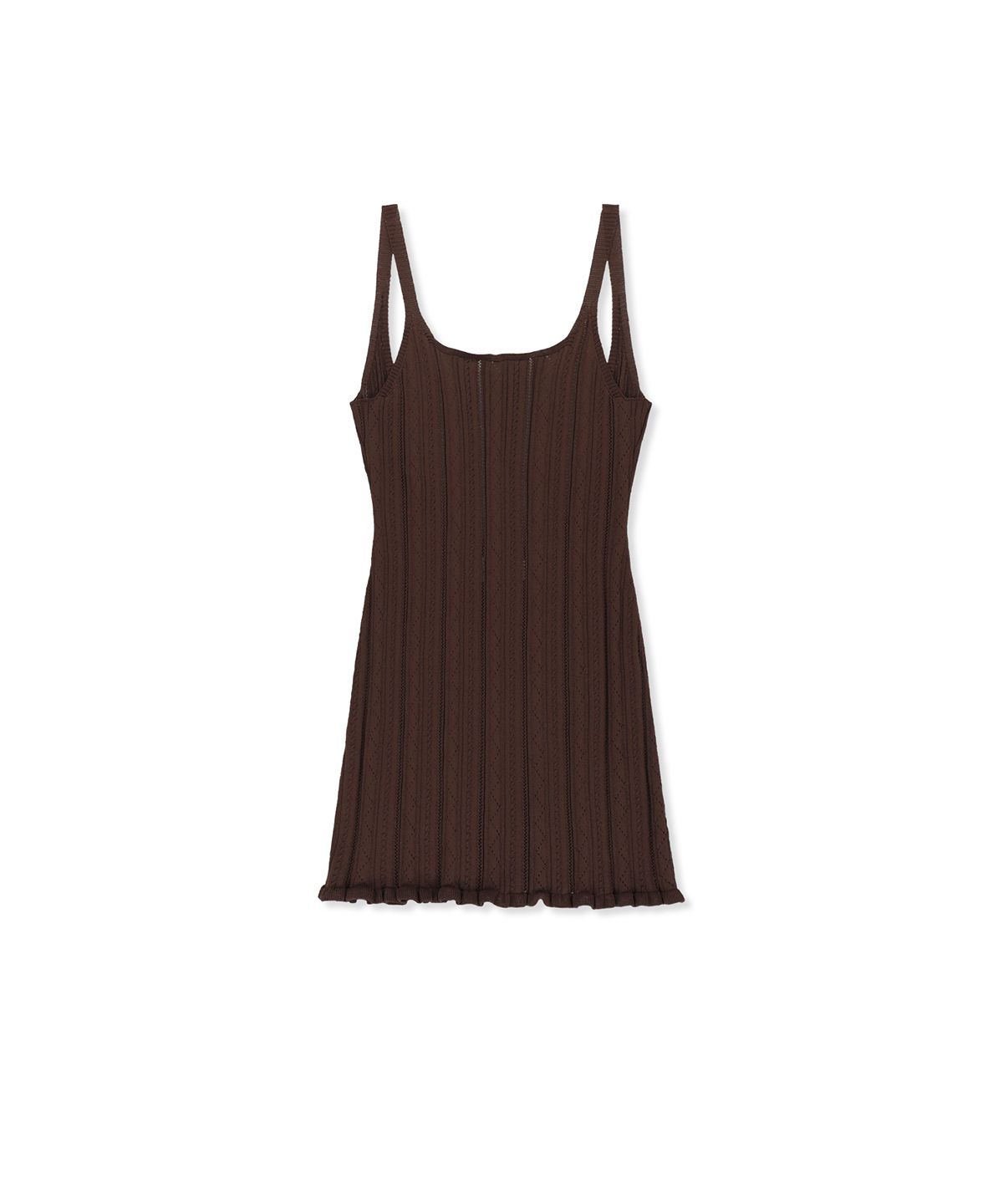 마뗑킴(MATIN KIM) OPEN BACK RIBBED KNIT DRESS IN BROWN