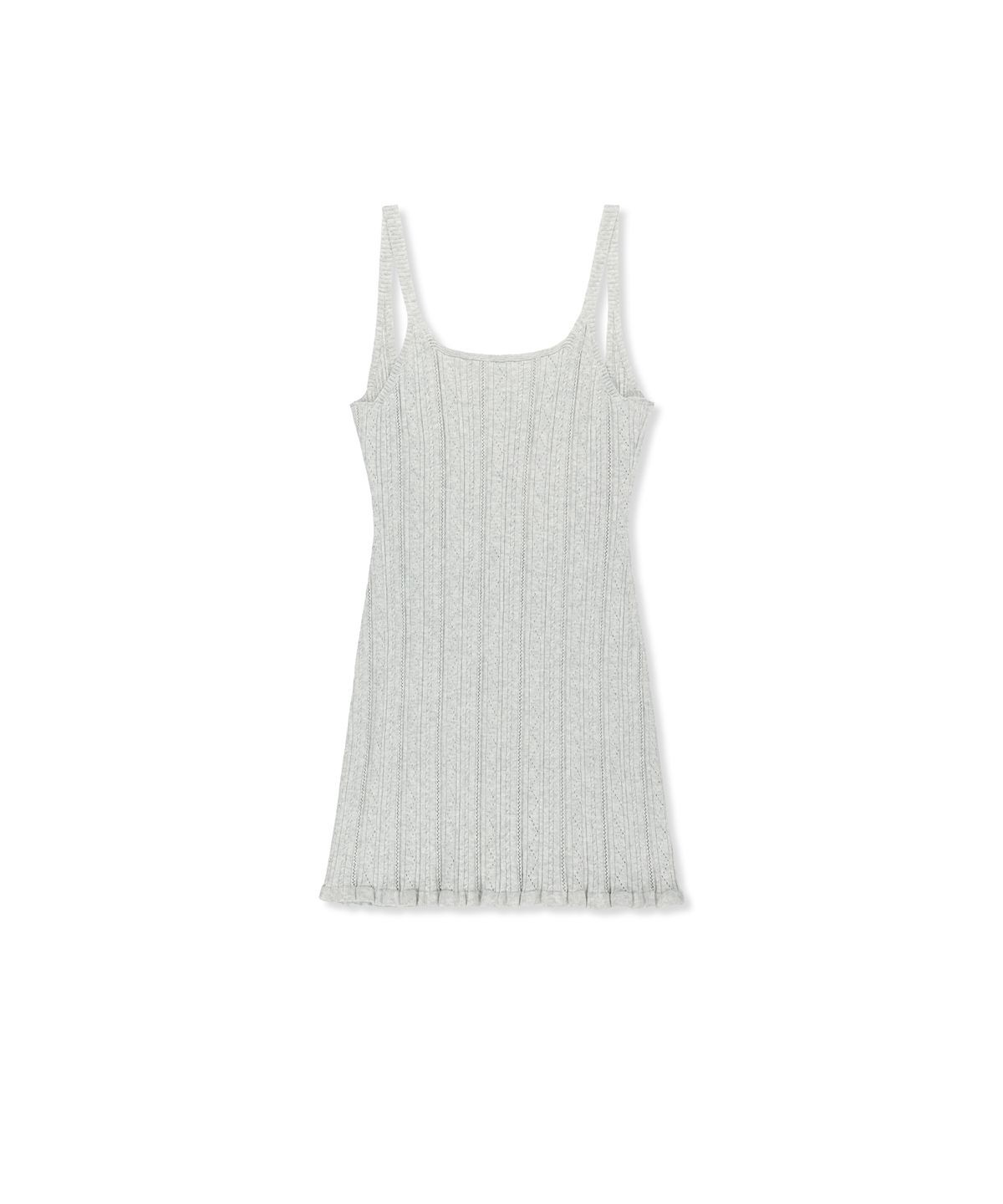마뗑킴(MATIN KIM) OPEN BACK RIBBED KNIT DRESS IN LIGHT GREY