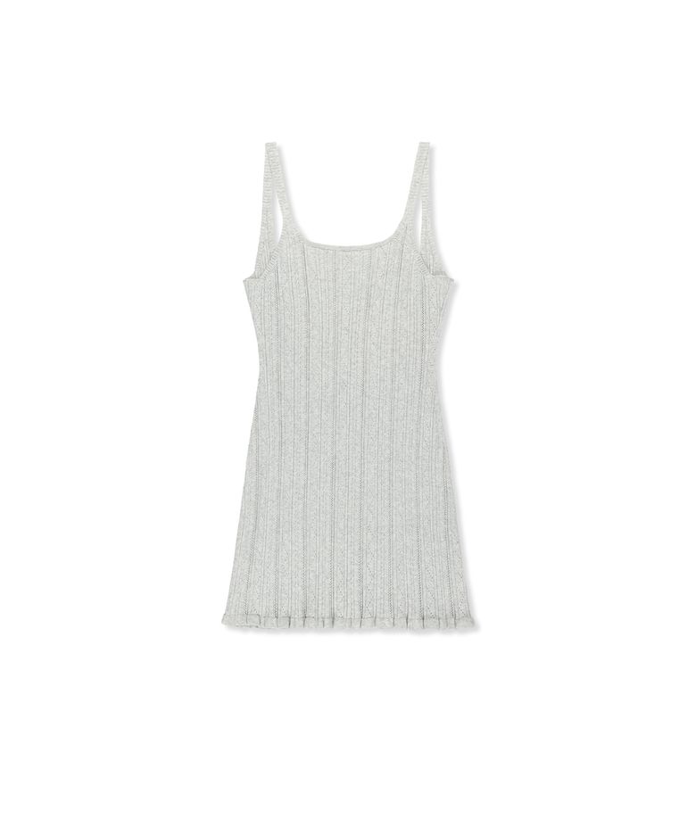 OPEN BACK RIBBED KNIT DRESS IN LIGHT GREY