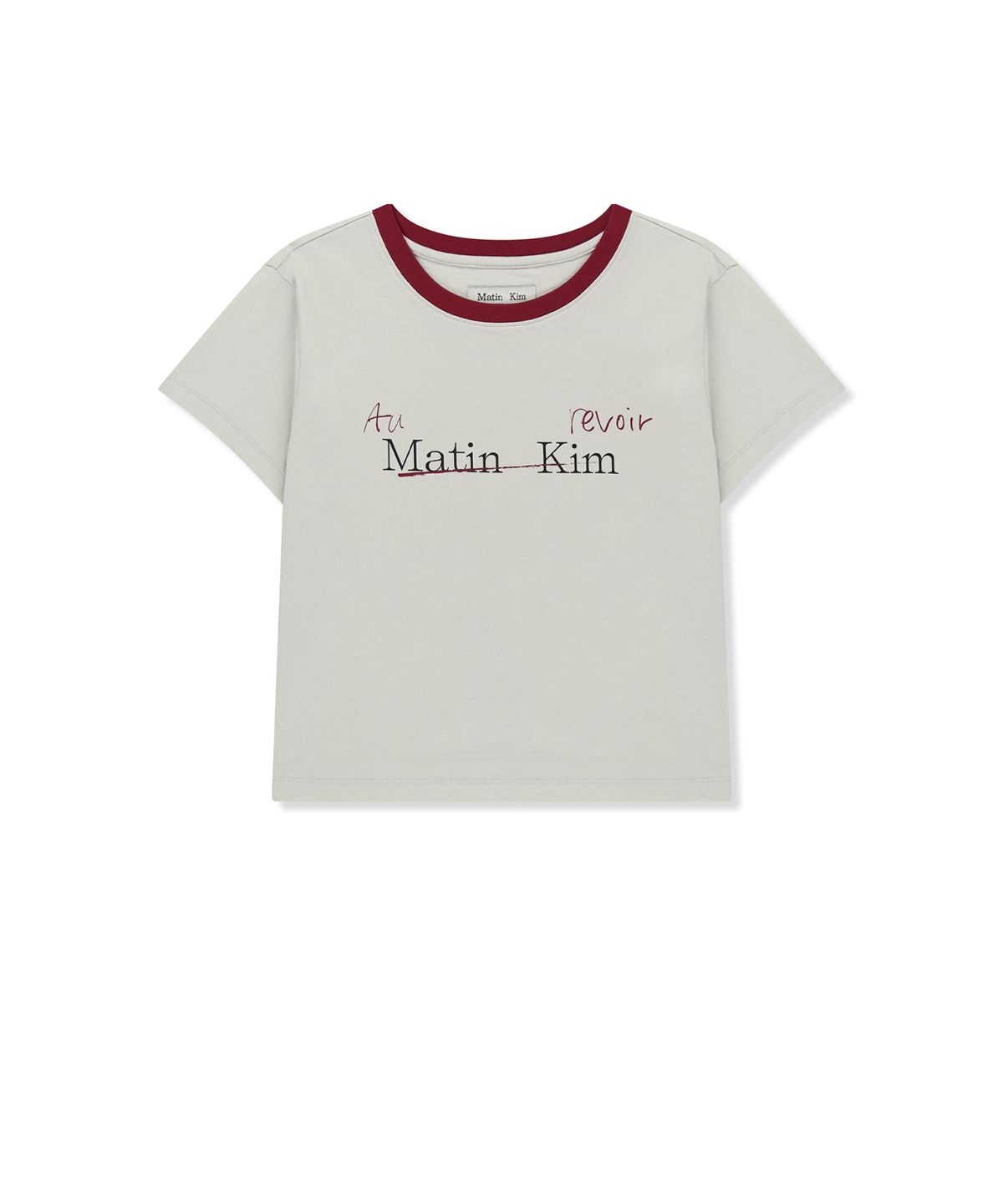 마뗑킴(MATIN KIM) TONAL RIB LOGO CROP TOP IN GREY