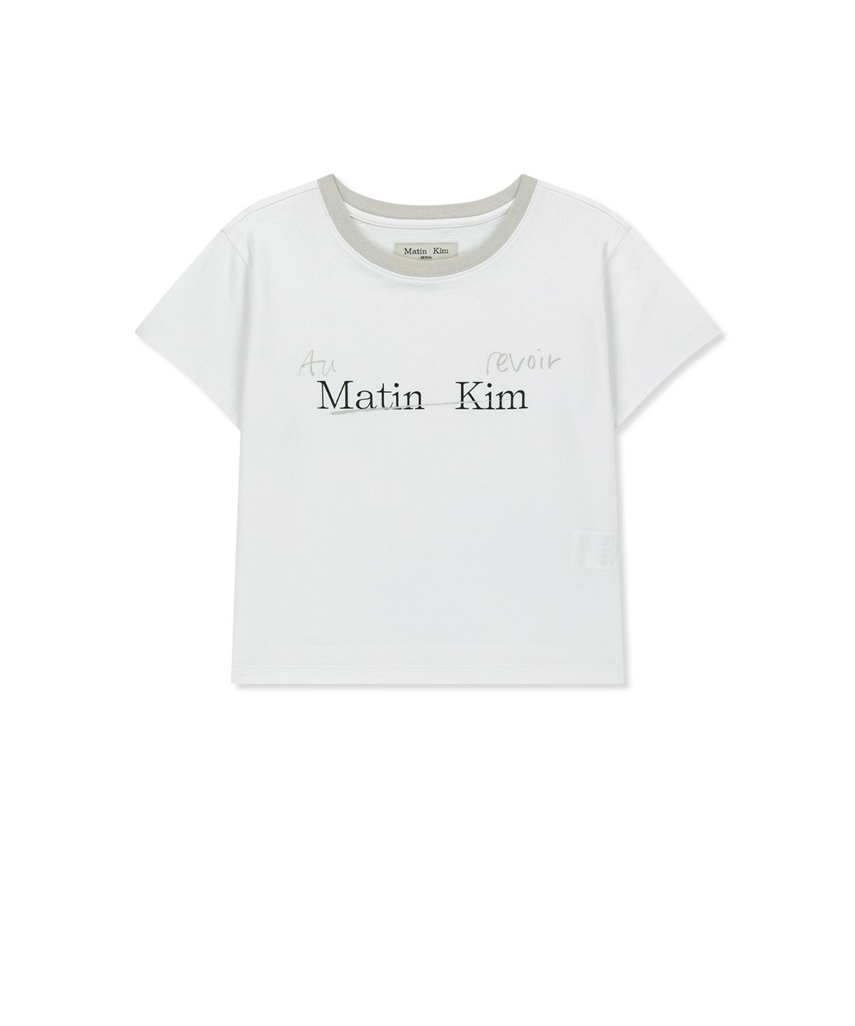 마뗑킴(MATIN KIM) TONAL RIB LOGO CROP TOP IN WHITE