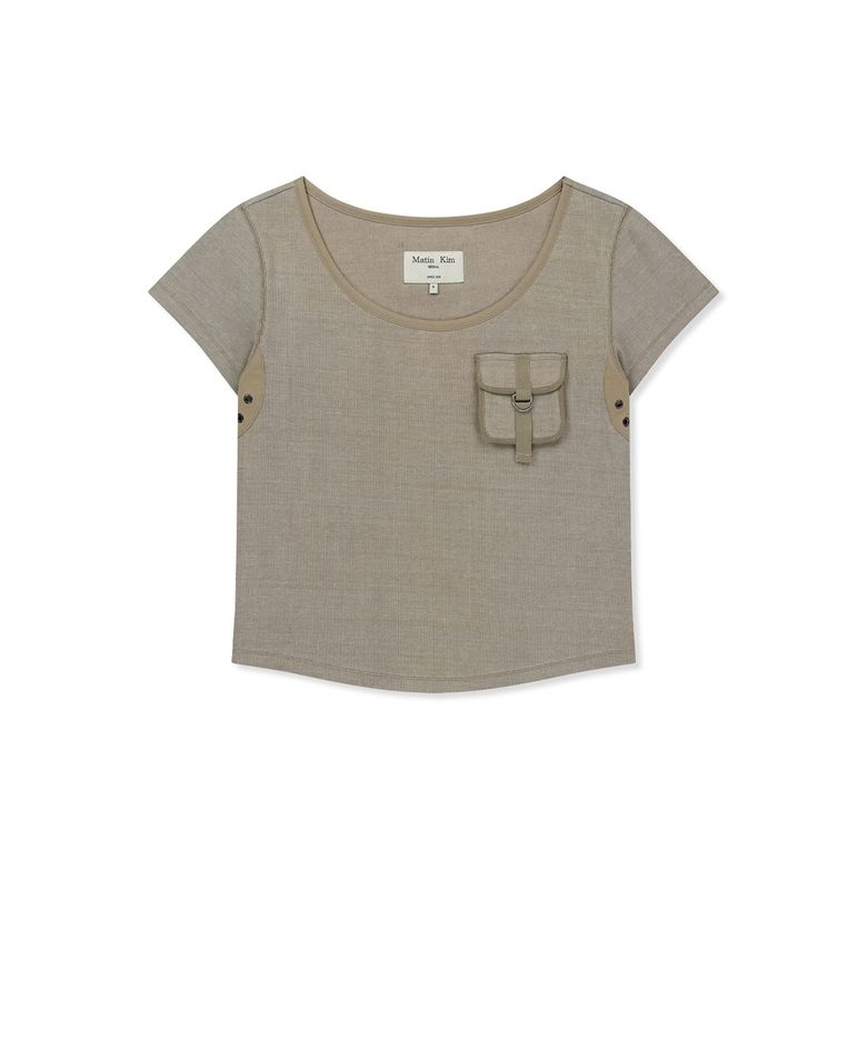 POCKET POINT SLIM FIT TOP IN BEIGE