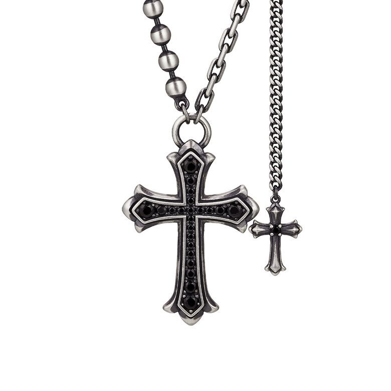 Stellar Cross Drop Mixed Chain Necklace L