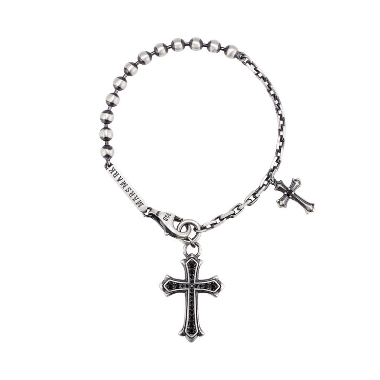 Stellar Cross Mixed Chain Bracelet L