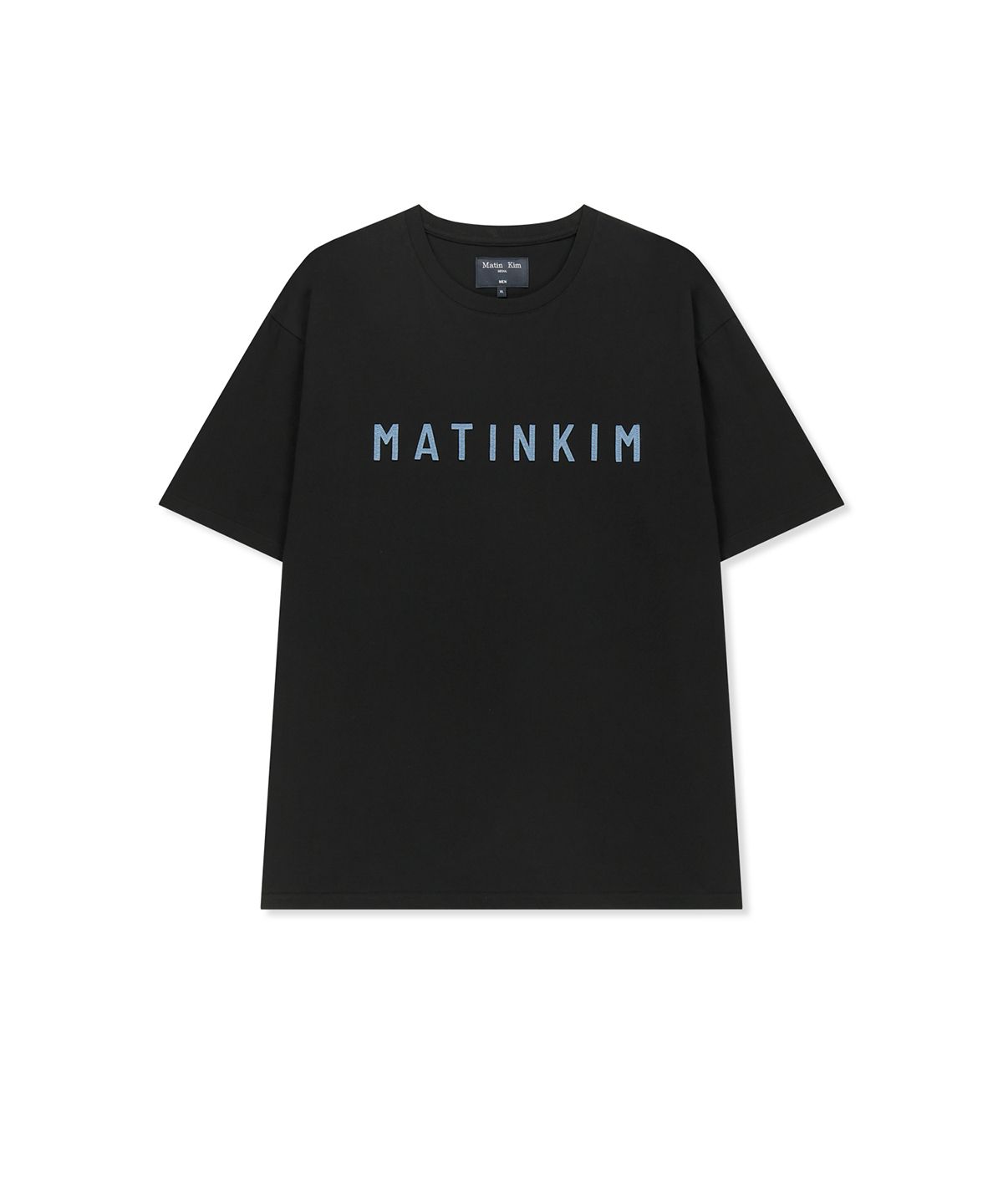 마뗑킴(MATIN KIM) APPLIQUE FELT LOGO TOP FOR MEN IN STRONG BLACK