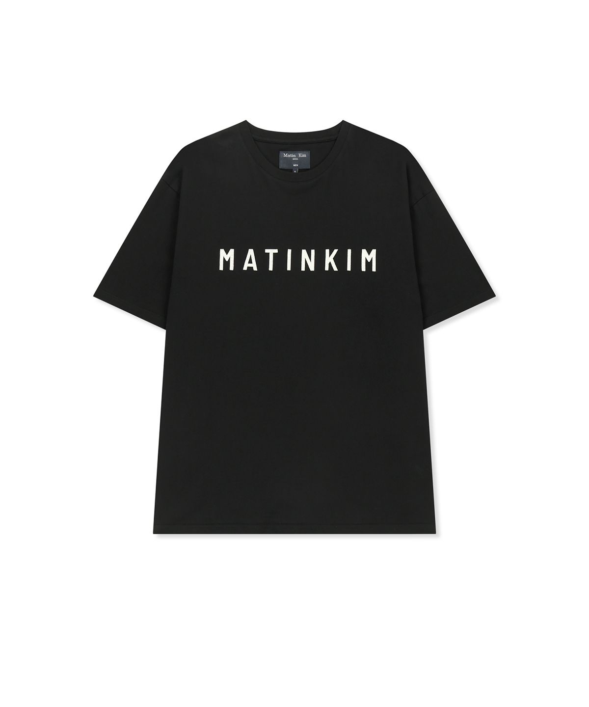 마뗑킴(MATIN KIM) APPLIQUE FELT LOGO TOP FOR MEN IN BLACK