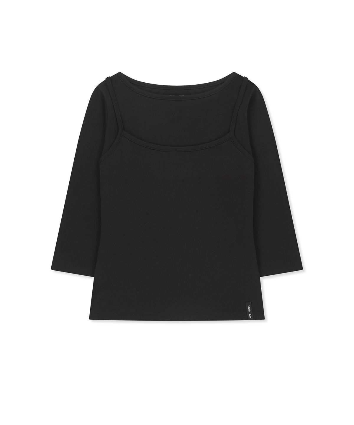 마뗑킴(MATIN KIM) 3/4 SLEEVE TOP & TANK LAYERED SET IN BLACK