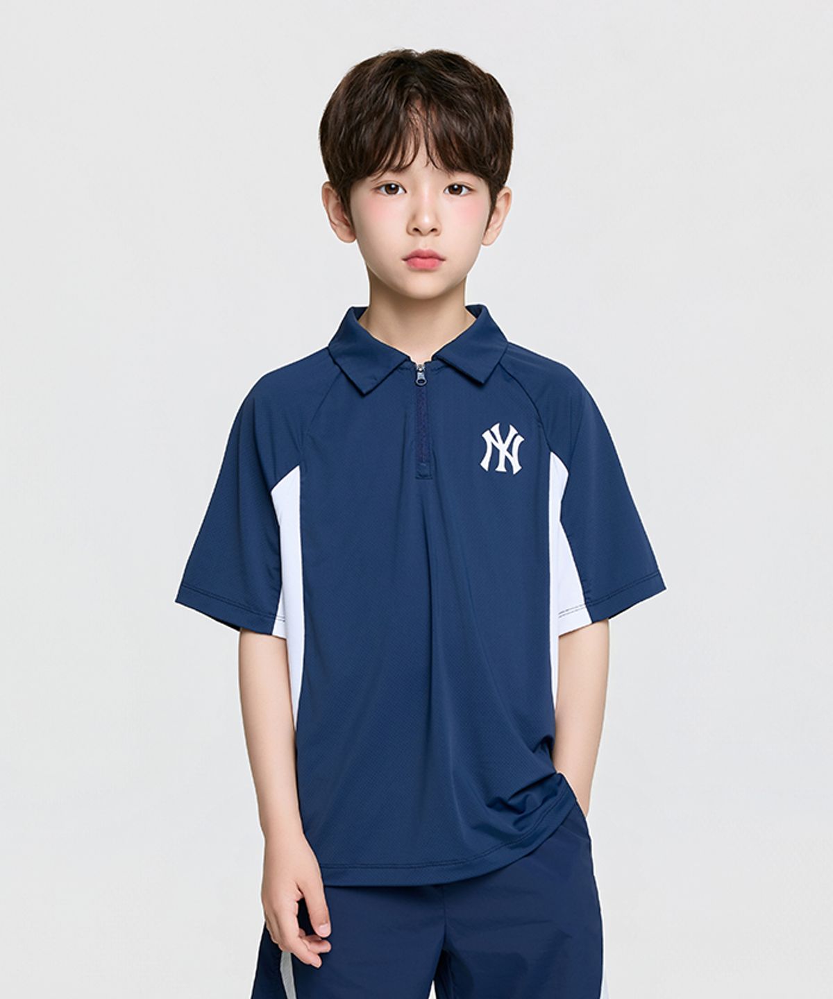 엠엘비 키즈(MLB KIDS) 베이직 아웃도어 기능성 빅럭스 반팔 피케 티셔츠 NY (Navy)