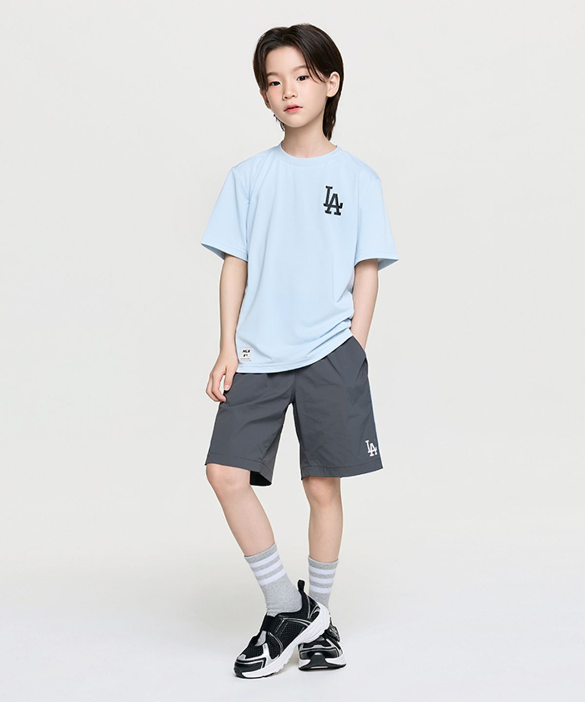엠엘비 키즈(MLB KIDS) 아웃도어 베이직 메쉬 티셔츠세트 LA (L.Blue)