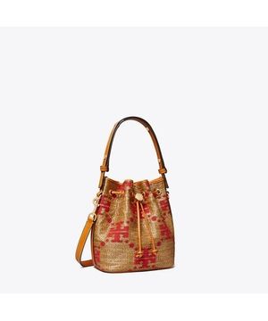 티 모노그램 스트로 버킷백 - 내추럴