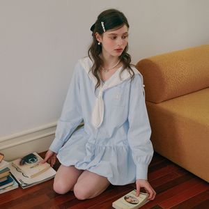 Cest_Sailor collar balloon shirt dress