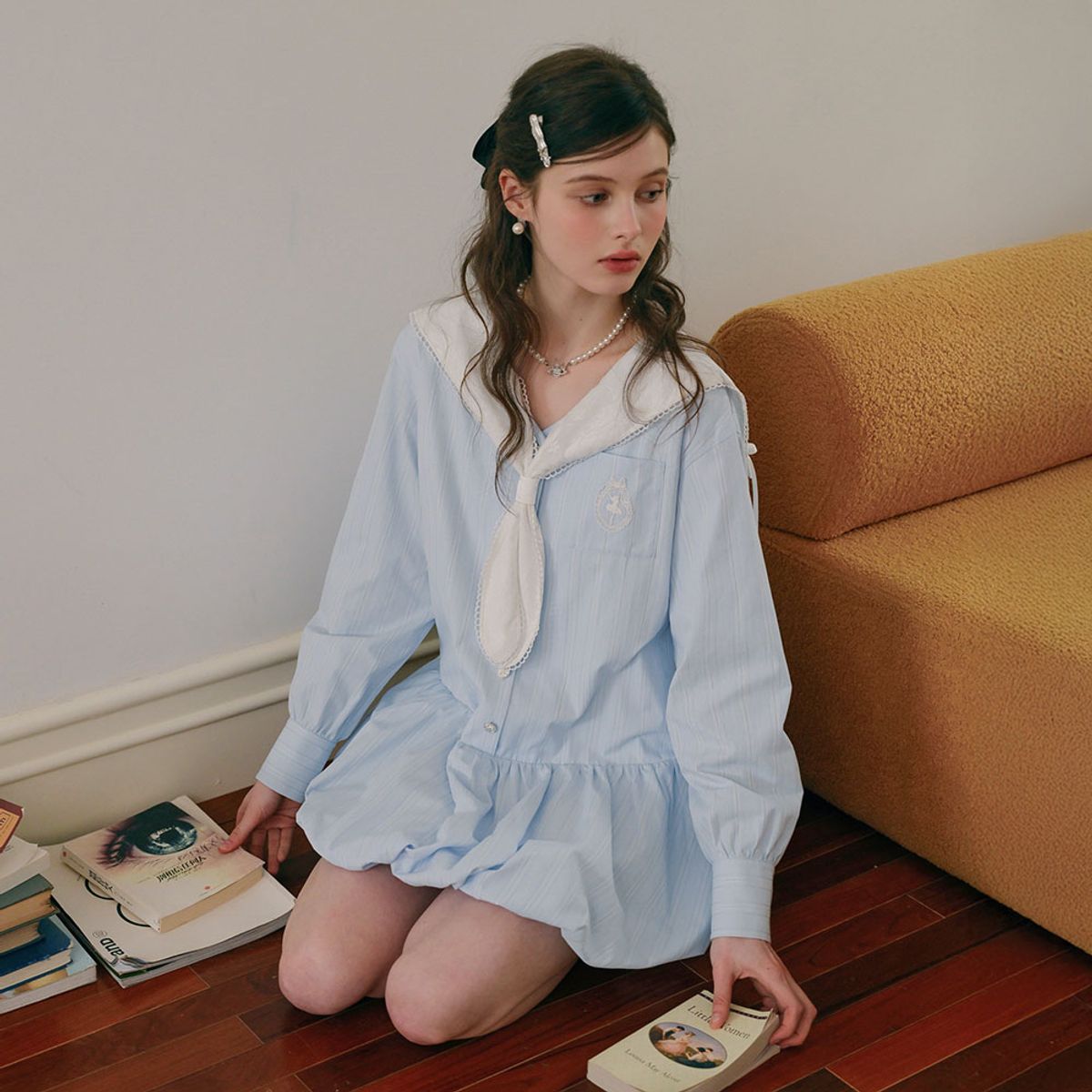 쎄무아듀(CEST MOIDEW) Cest_Sailor collar balloon shirt dress