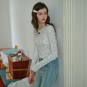 Cest_Floral slim cropped top