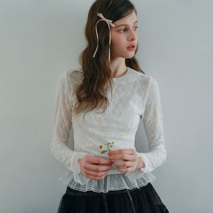 Cest_Lace ruffle collar blouse