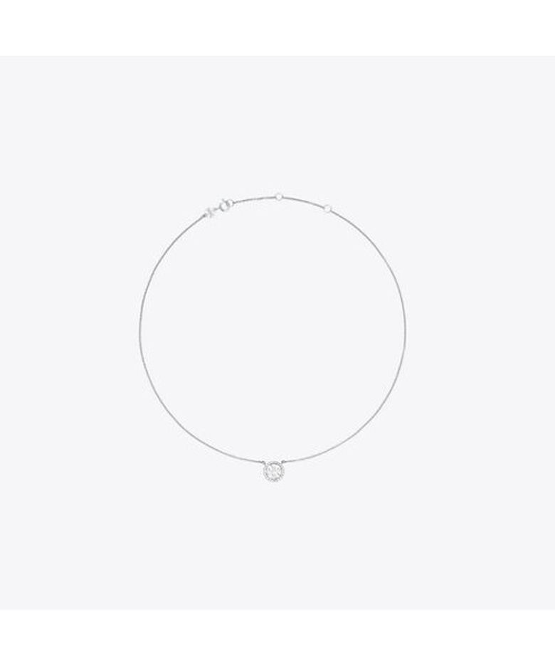 아이콘 파베 펜던트 네크레이스 - 토리 실버 / 크리스탈