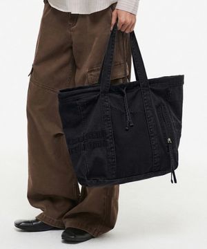 빈티지 워시드 투웨이 토트백 블랙