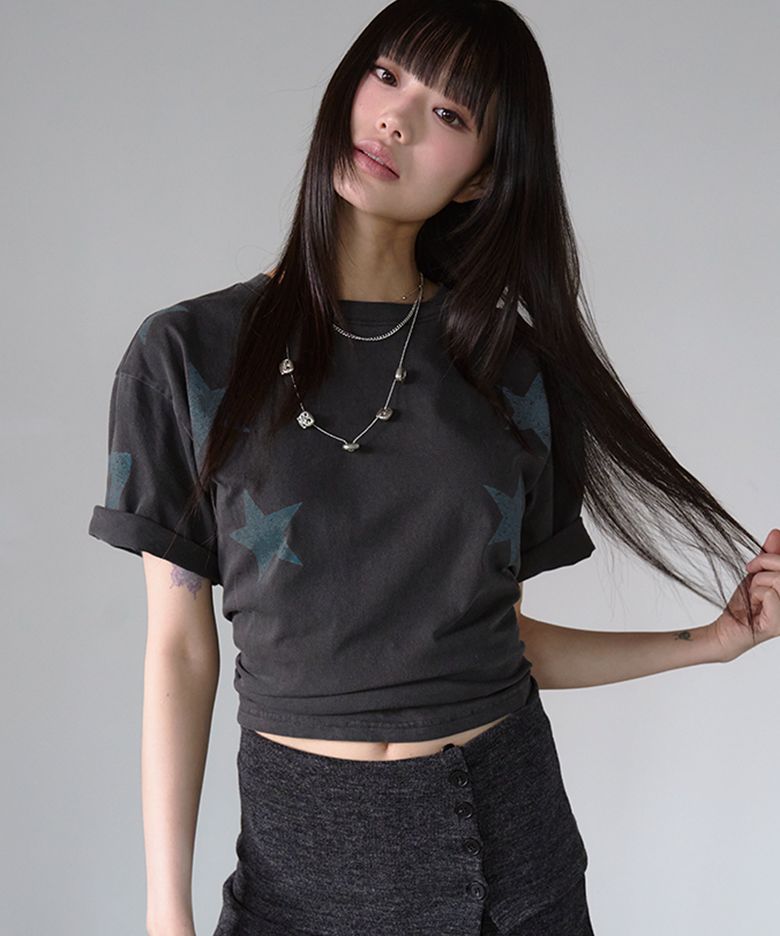 THREE STAR PIGMENT SHORT SLEEVE BLACK