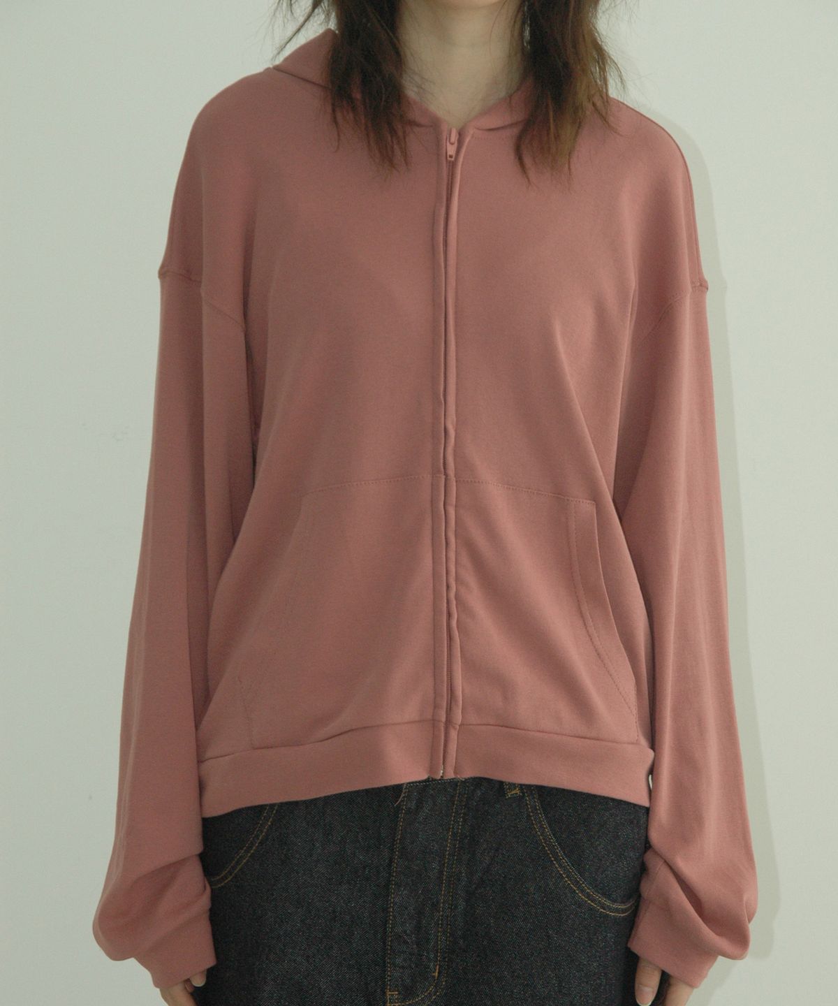 애프터썸머(AFTERSUMMER) natural zip hoodie (dust pink)