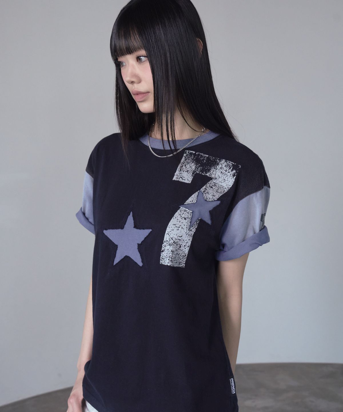 프렌다(PRENDA) SEVEN STAR SHORT SLEEVE NAVY