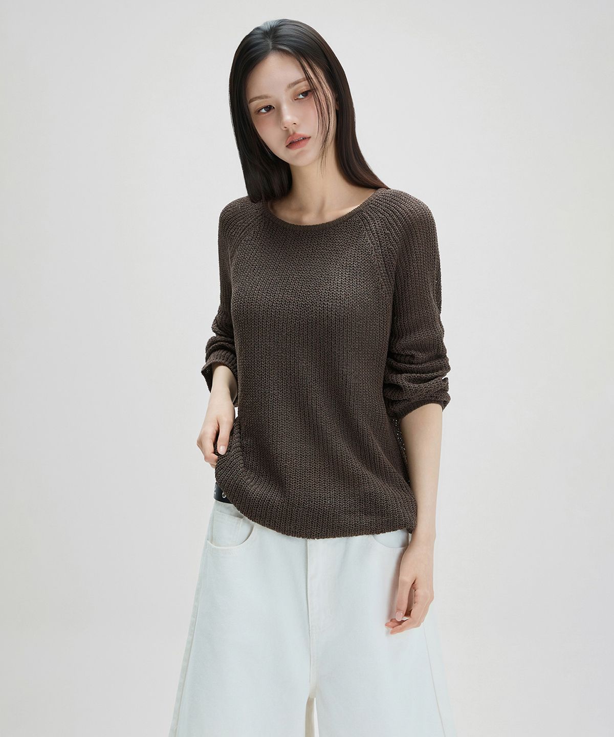 미쏘(MIXXO) [에센셜] 루즈핏 긴팔 니트_MIWKAG530T