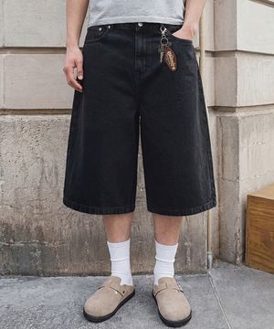 노드 하프 데님팬츠 (블랙)