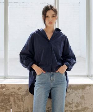 돌먼 실루엣 백자수 언발셔츠 49902