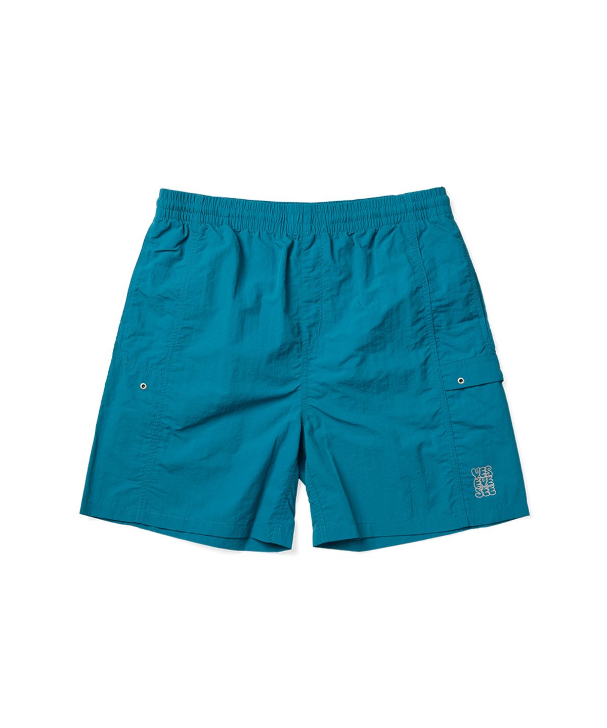 예스아이씨(YESEYESEE) Paneled Nylon Shorts Teal Blue