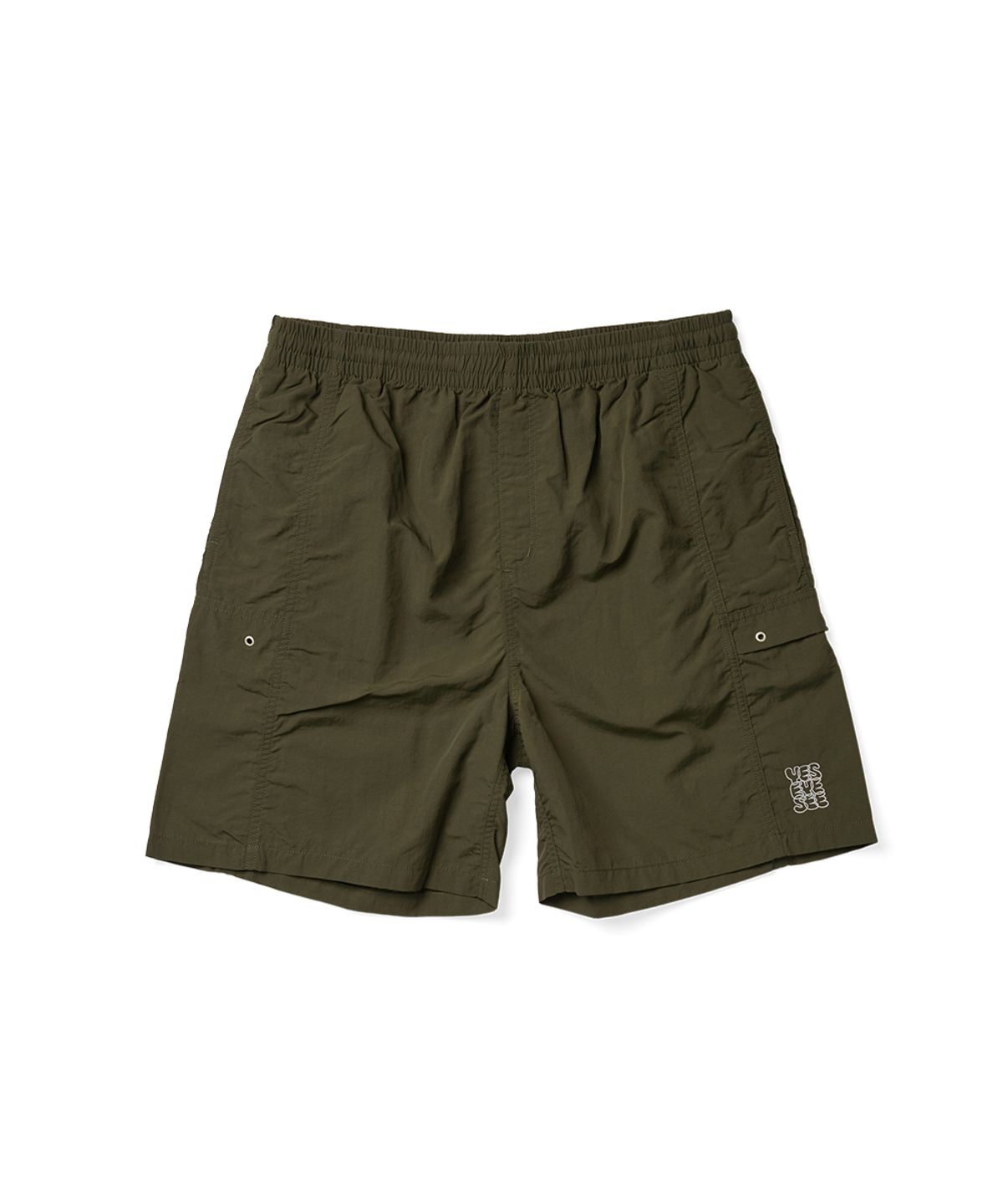 예스아이씨(YESEYESEE) Paneled Nylon Shorts Olive