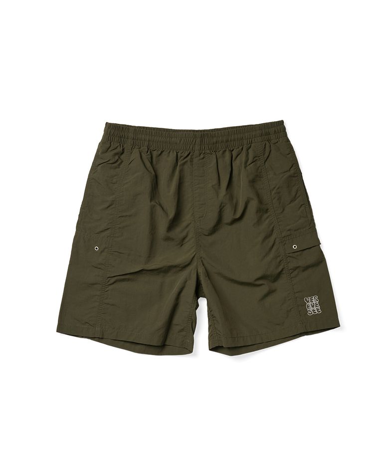 Paneled Nylon Shorts Olive