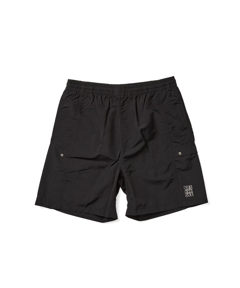 Paneled Nylon Shorts Black