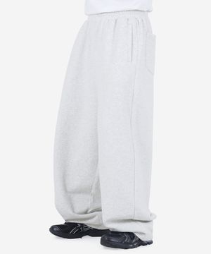 [500G 헤비코튼] 심플 와이드핏 벌룬 스웻 팬츠 (MELANGE WHITE)