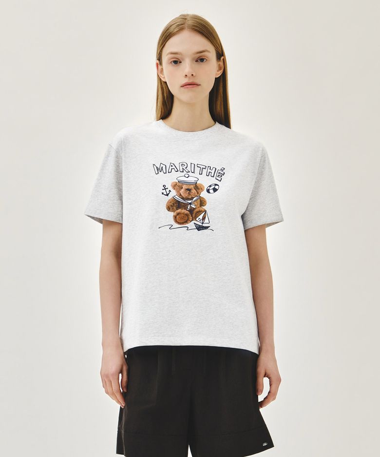 MARINE DRAWING DOODLE GRAPHIC TEE light heather gray