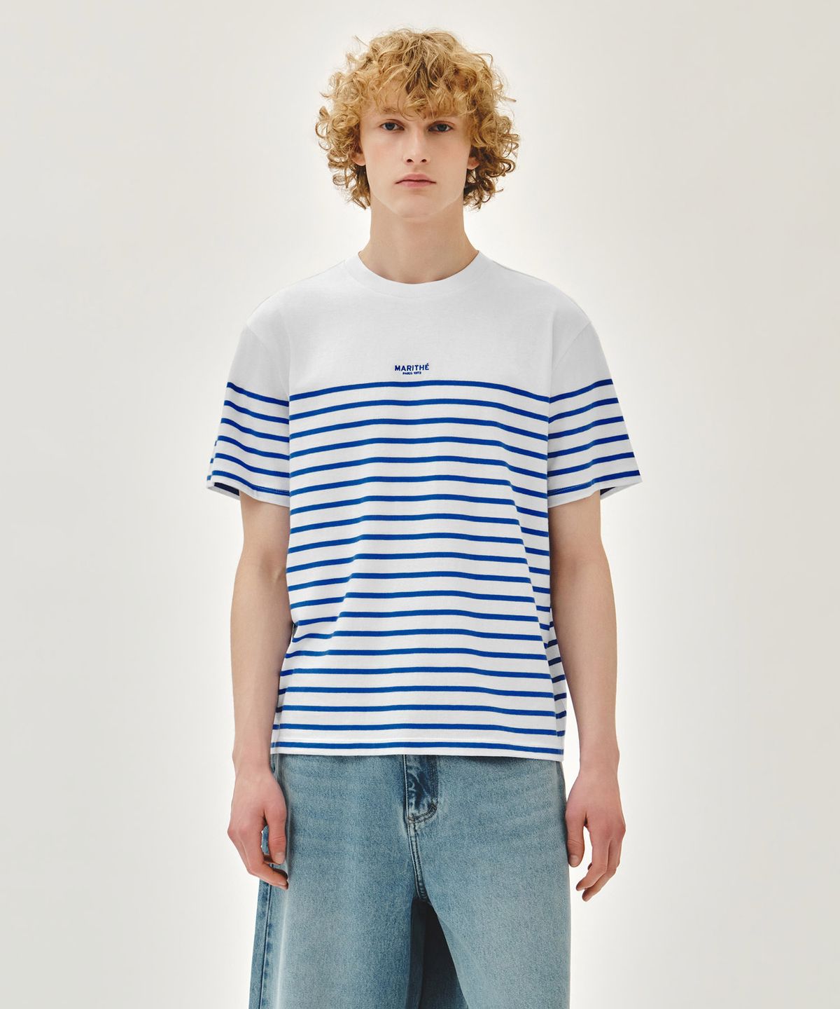 마리떼 프랑소와 저버(MARITHÉ + FRANҪOIS GIRBAUD) BLOCK STRIPE TEE blue