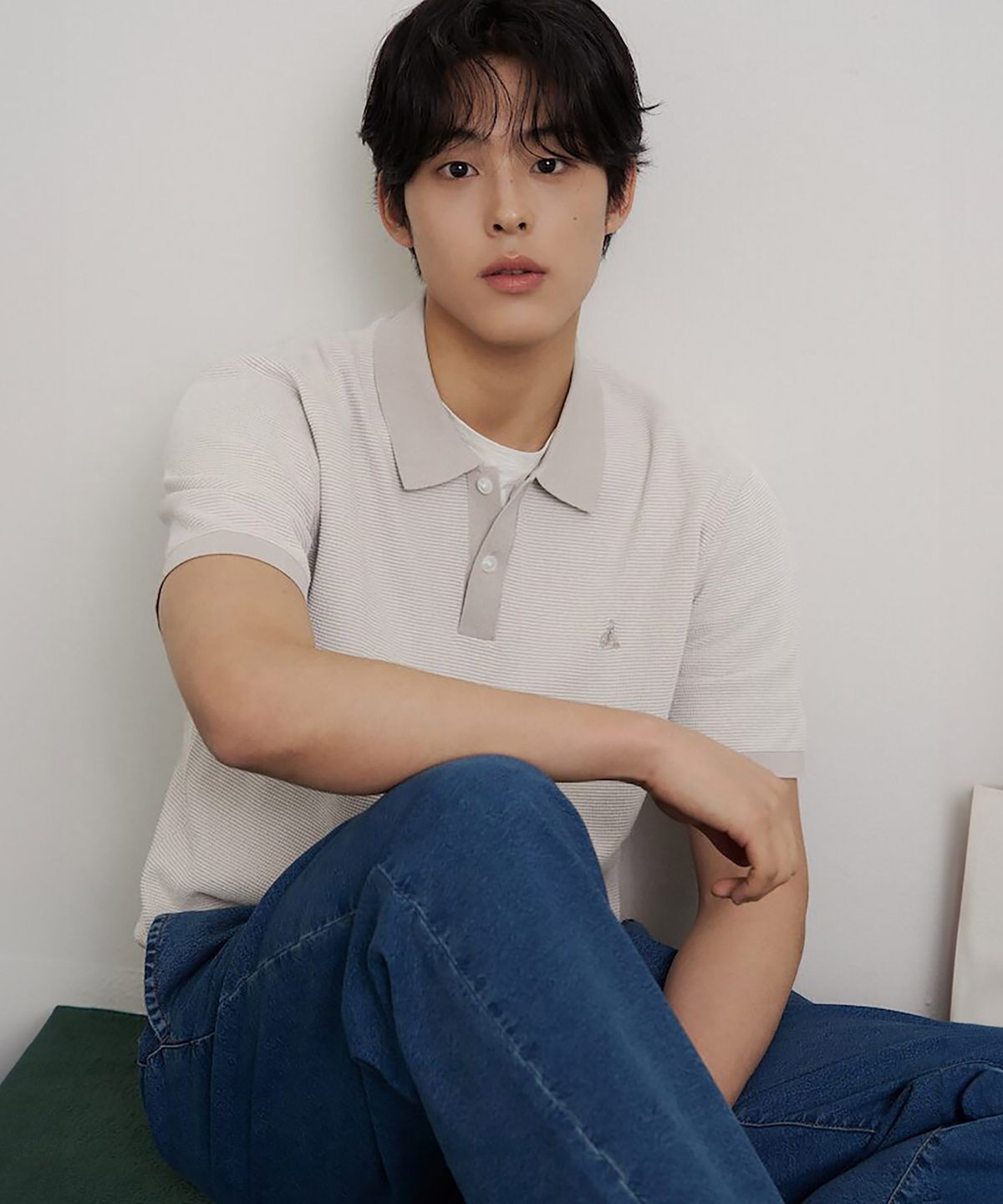 빈폴 멘(BEANPOLE MEN) 투톤 텍스쳐 칼라넥 니트  베이지