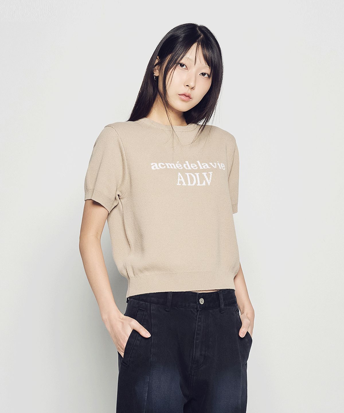 아크메드라비(ACME DE LA VIE) WOMAN BASIC STANDARD SHORT SLEEVE KNIT