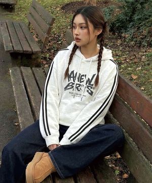 디어사인 트랙 오버핏 후드티셔츠 4 Color [ANBI_8003]