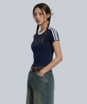 바네사 세미크롭 트랙 반팔티셔츠 6 Color [ANSE_6001]