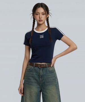 브로네임마크 세미크롭 트랙 반팔티셔츠 6 Color [ANSE_6002]