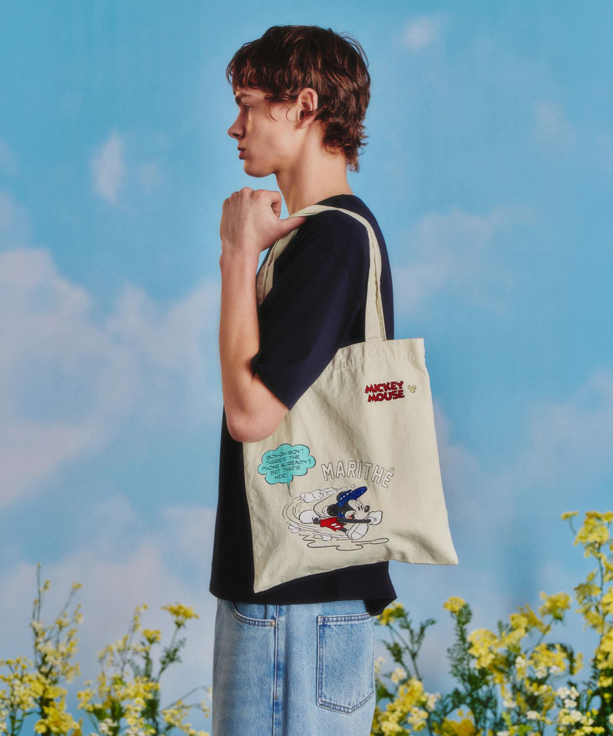 마리떼 프랑소와 저버(MARITHÉ + FRANҪOIS GIRBAUD) [MARITHE_DISNEY] MICKEY_COMIC ECO BAG ivory